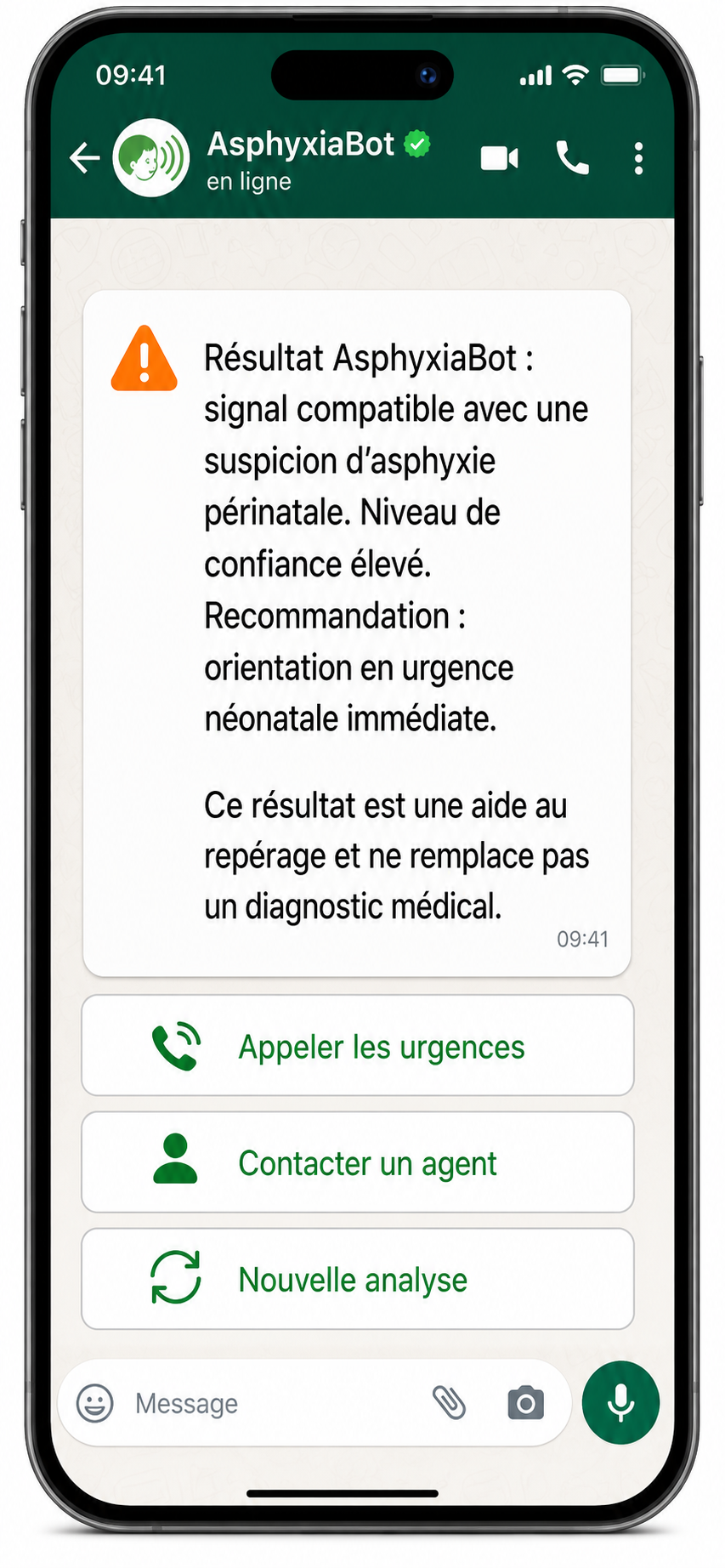 Résultat et recommandation AsphyxiaBot en français