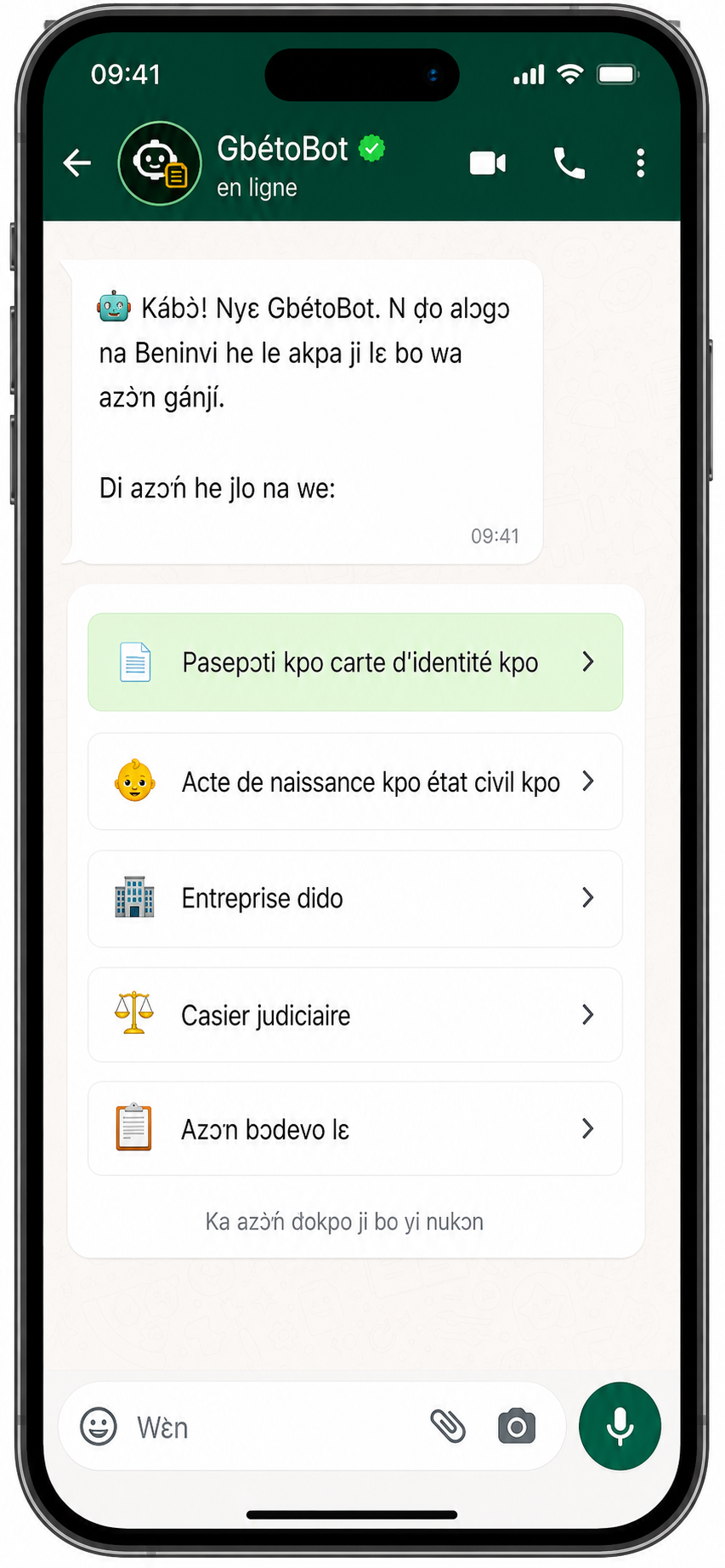 DiasporaLink Fon — sélection catégorie