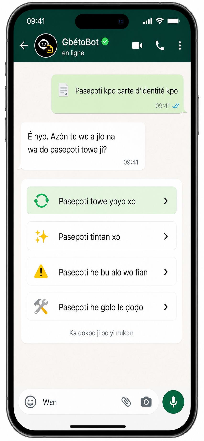 DiasporaLink Fon — choix demande passeport